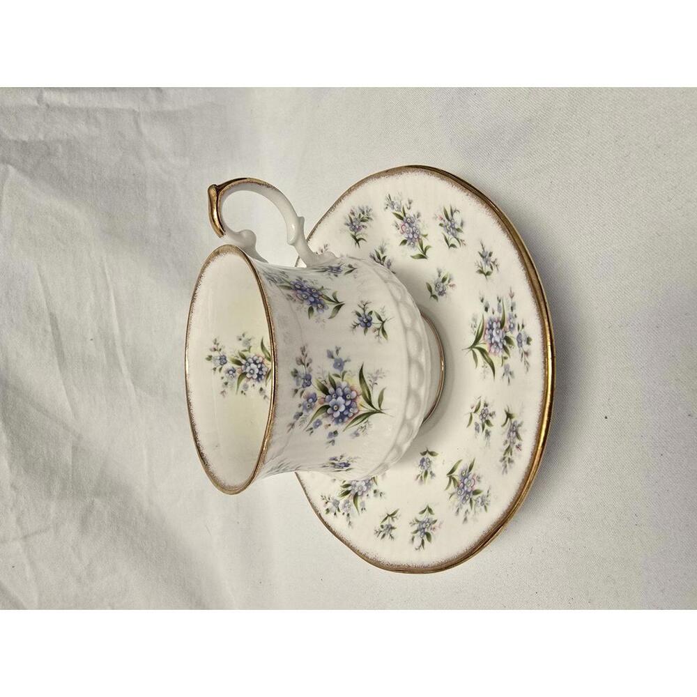 Queens Fine Bone China Forget-Me-Not Teacup and Saucer Set